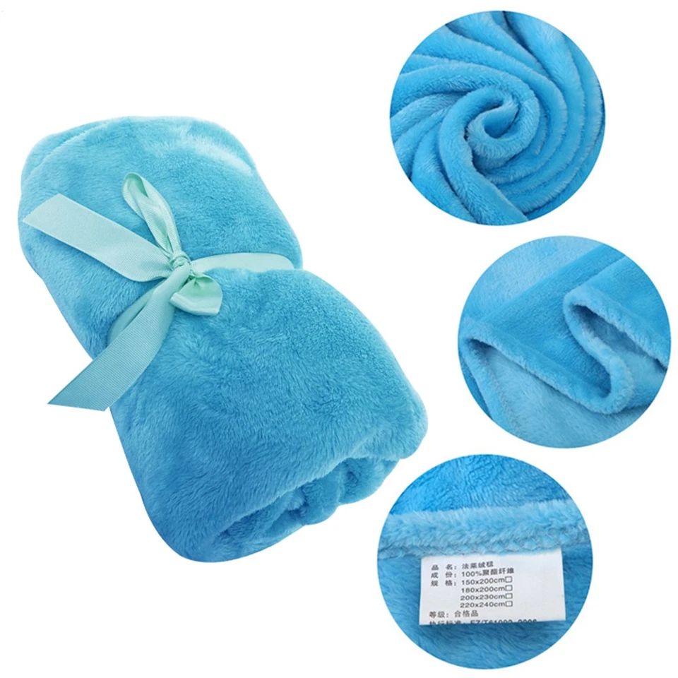 Solid Color Soft Throw Blanket Warm Blanket Travel Flannel Sofa Bed Blanket - image 3 of 4