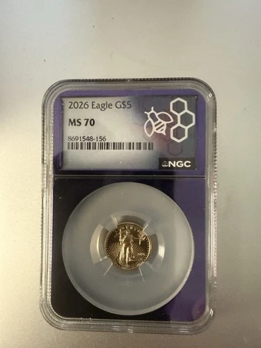 United States Mint American Eagle 2026 $5 Gold 1/10 oz NGC MS 70 #8691548-156