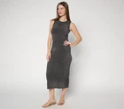 Barefoot Dreams Ultra Lite Rolled Edge Midi Dress-Carbon-Tall Medium A715459 NEW