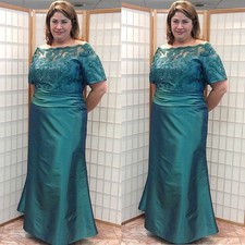 Teal Plus Size Satin Mother of The Bride Dresses Formal Wedding Evening Gowns