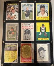 Bill Mazeroski 9 cards includes Transogram, punchout, 1972, milton bradley game