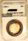 1880-O Rare Date CH + / Gem BU Album Rainbow Color Toned Morgan Dollar
