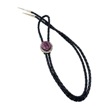 Scotty Skeets, Bolo Tie, Purple Spiny Oyster Shell, Sterling Silver, Navajo, 40"