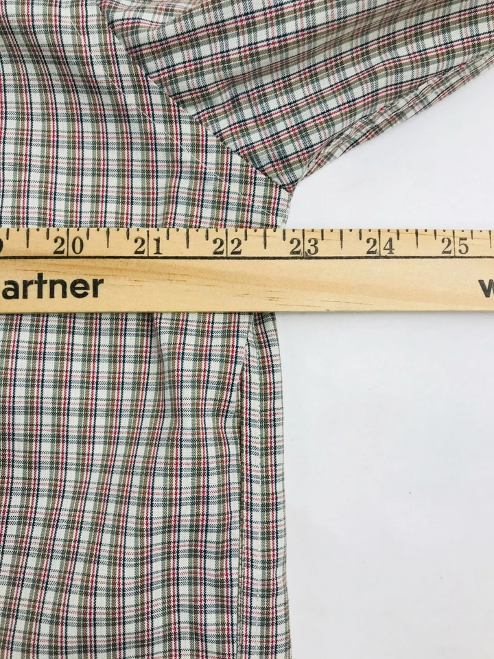 Roundtree & Yorke Dillard's Shirt Men's Size 16/33 Gray Green Plaid Button Down - Image 3 of 4