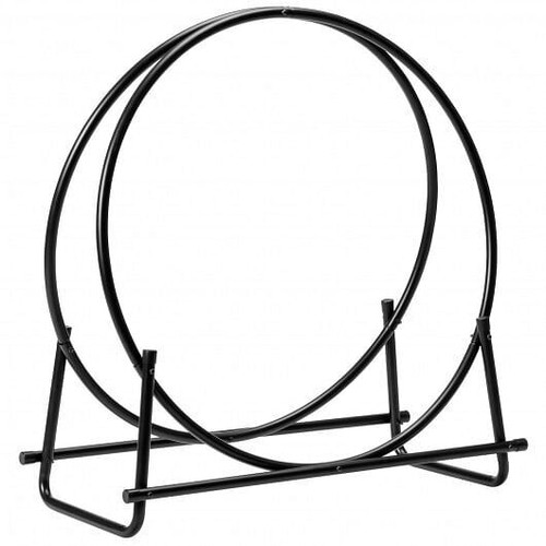 30-Inch Tubular Steel Log Hoop Firewood Storage Rack - Color: Black - Size: 30 i - 第 1/1 張圖片