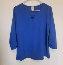 Naif Womens Blue 3/4 Sleeve Top Size Medium 