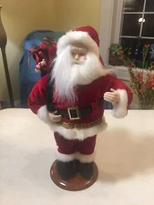 Bed Bath and Beyond Santa Clause Table Topper with Stand and Sack of Gifts 16”