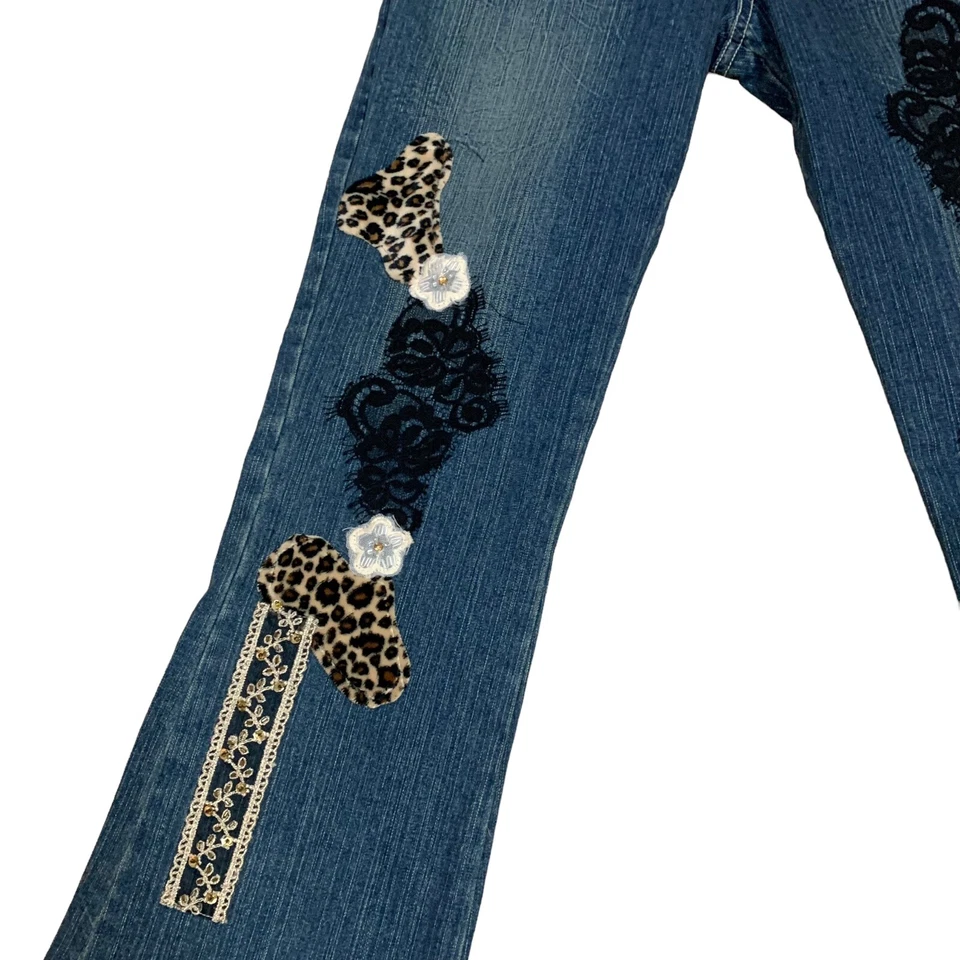 Little Mass Girl's 靴型牛仔裤 12 码全新带标签仿旧贴花动物印花 — 第 3/4 张图片