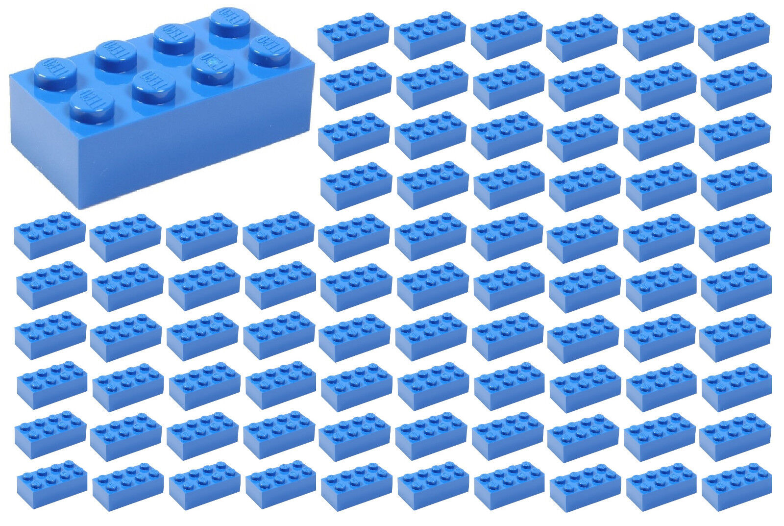 ☀️100 NEW LEGO 2x4 BLUE Bricks (ID 3001) BULK Parts star wars city Sky Ocean