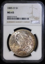 1885-O $1 Silver Morgan Dollar NGC MS 65 TONED