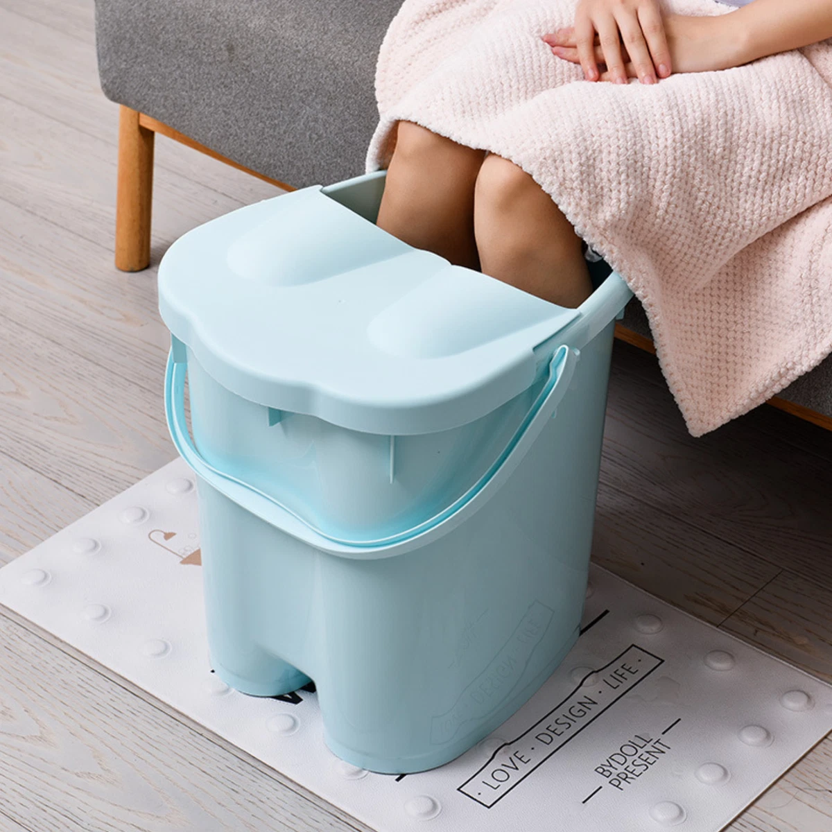 Basicwise Foot Massage Spa Bath Bucket with Cover