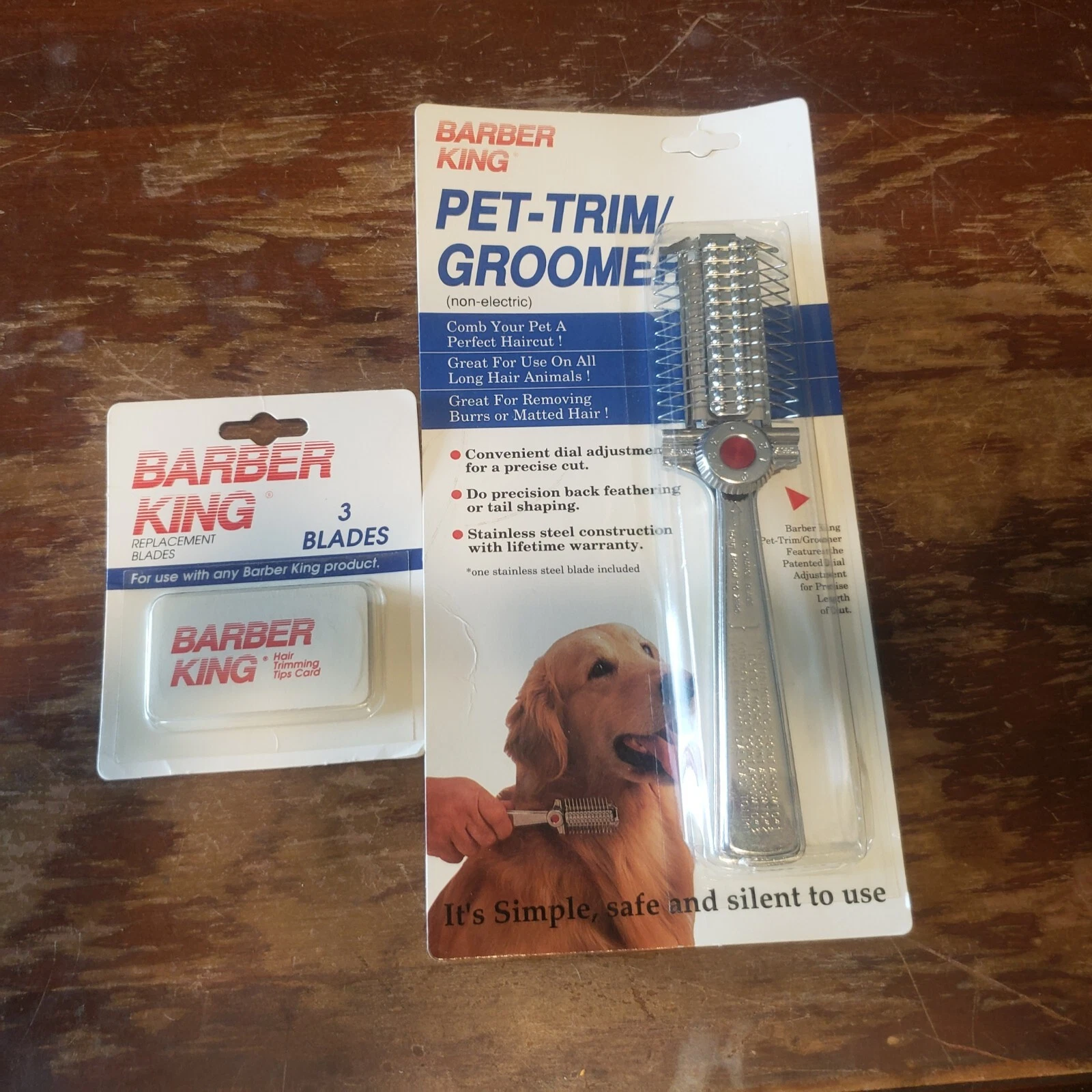 Vintage Barber King Pet Trim Groomer Stainless Steel With 3 Replacement Blades