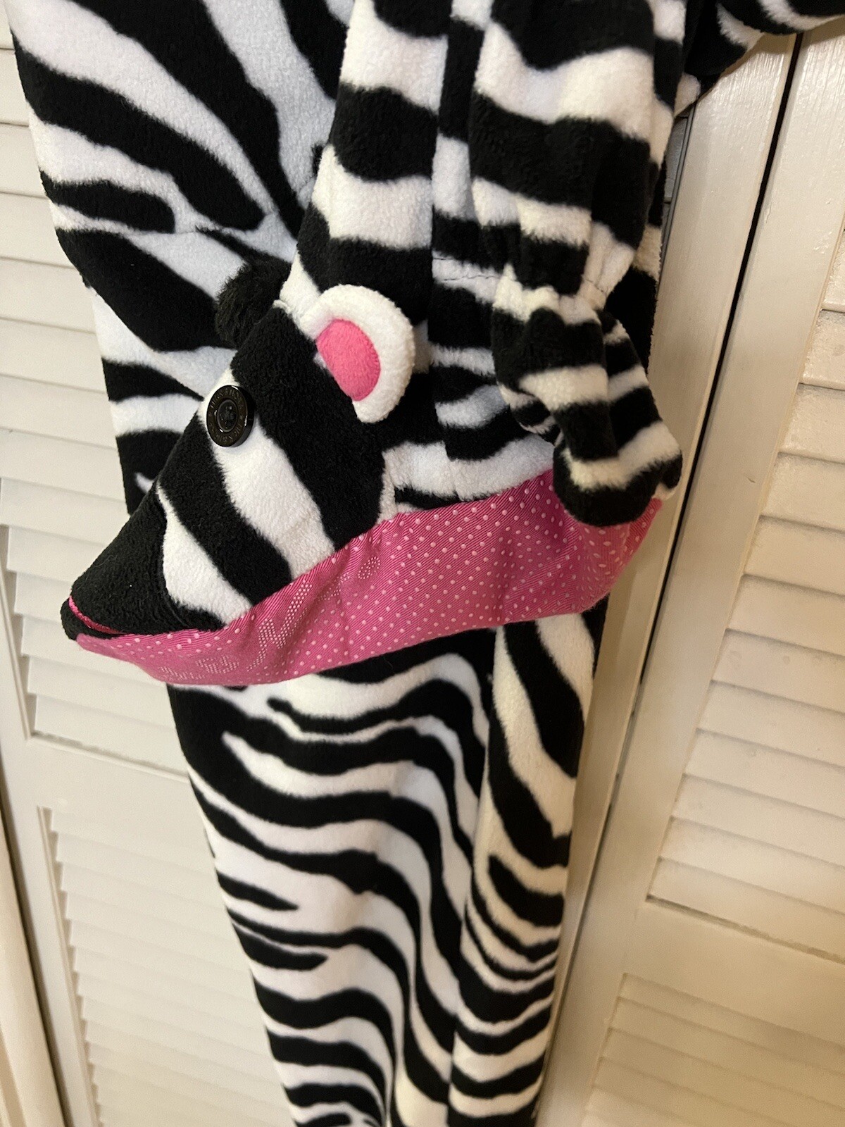 Nick and Nora Zebra Footed One Piece Fleece Pajamas S… Gem