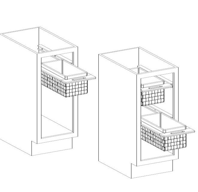 Fruit and Vegetable Cabinet-mount Wood Sliding Basket Kit