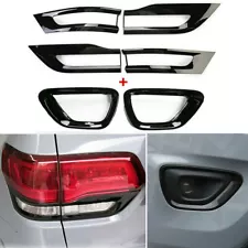 Black Tail Light &Fog Light Lamp Cover Guard Trim For Jeep Grand Cherokee 14-17