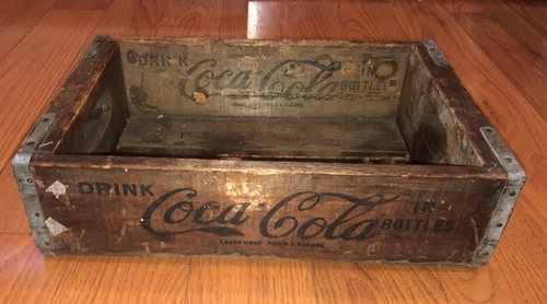Vintage 1966 1960s Coca Cola in Bottles Los Angeles Wood Crate Advertising Coke