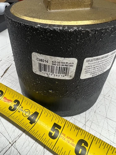 4" C38014 Plain End Standard Body Cleanout w/ 3-1/2" Brass Raised Head Plug RH - Picture 2 of 2