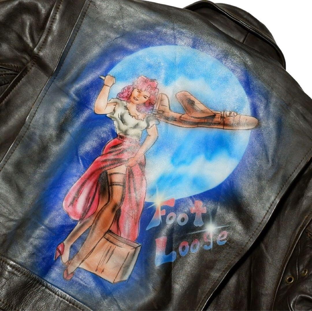 VINTAGE★A-2 フライトジャケット★ペイント レザージャケット★USA製 VINTAGE☆A-2 フライトジャケット☆ペイント レザージャケット☆USA製