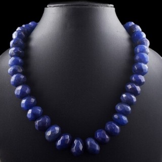 Round Shape 1021 Cts Handmade Blue Sapphire Beaded Jewelery Necklace VK 14 E590