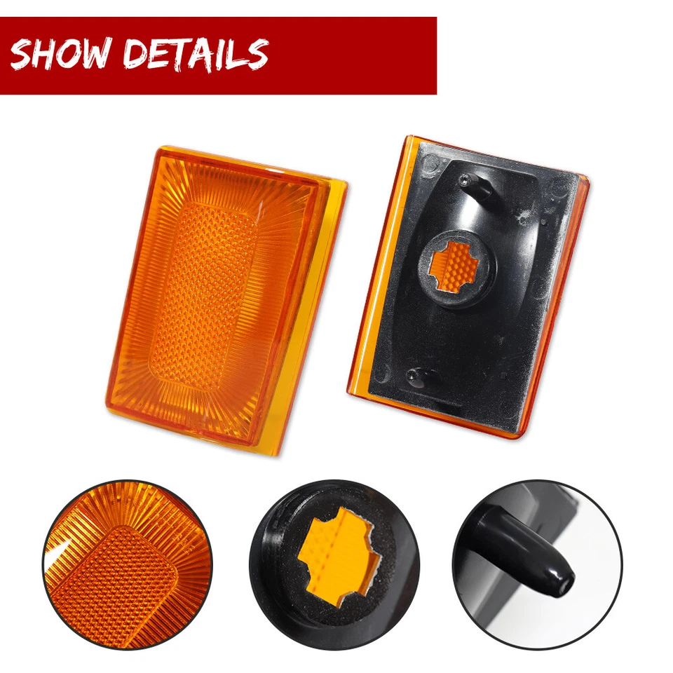 For 1988-1993 Chevy Truck Pickup C/K 1500 Amber Front Side Marker Light Set of 4 - Image 4 of 4