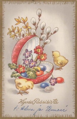 EASTER CHICKEN EGG Vintage Postcard CPA #PKE095.U