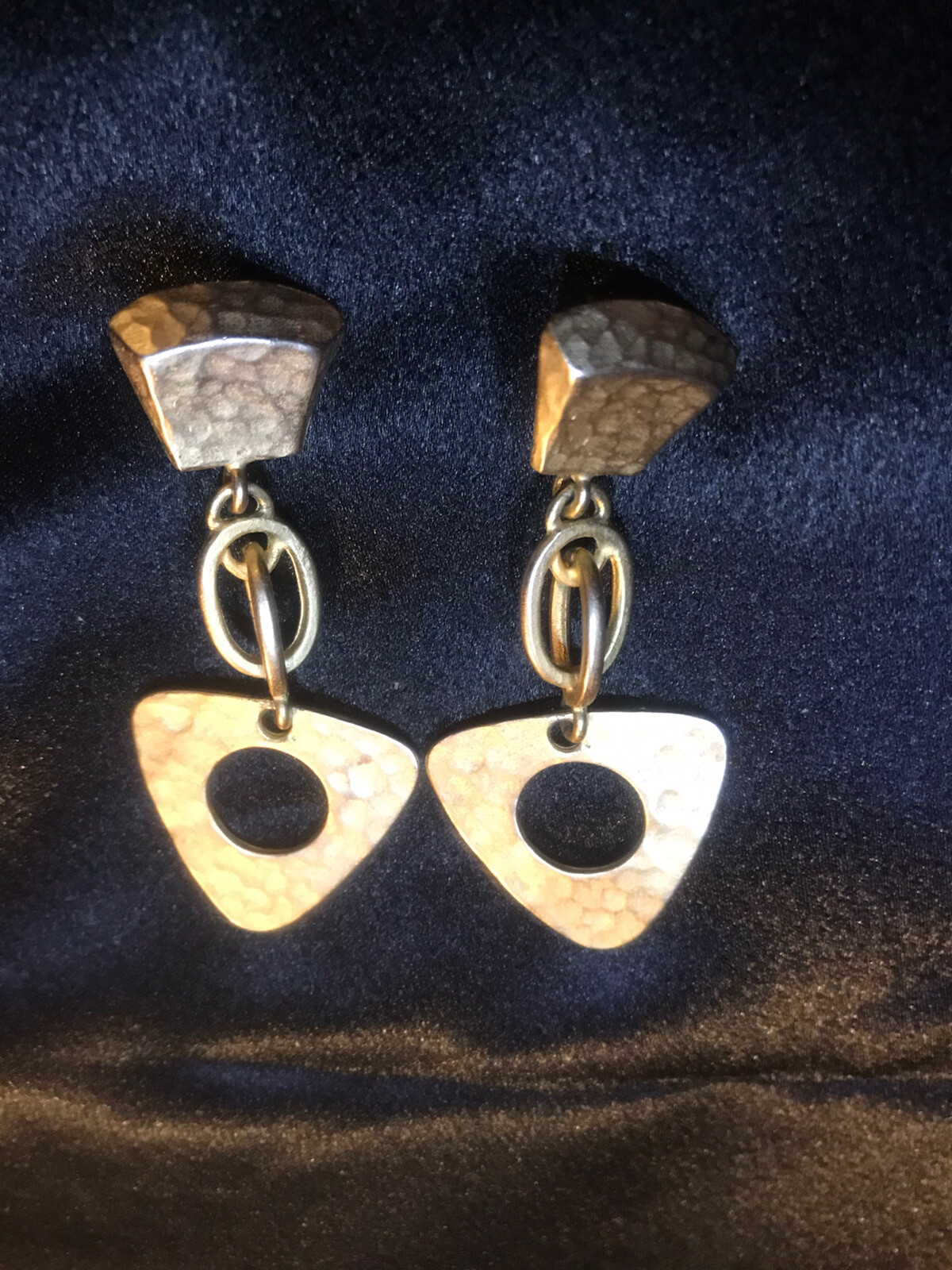 Hammered Handcrafted Dangle Geometric Design Earr… - image 1