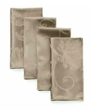 Lot Of 2 Autumn Vine Damask Napkins 17" x 17" - 4 ea. Mushroom - NEW