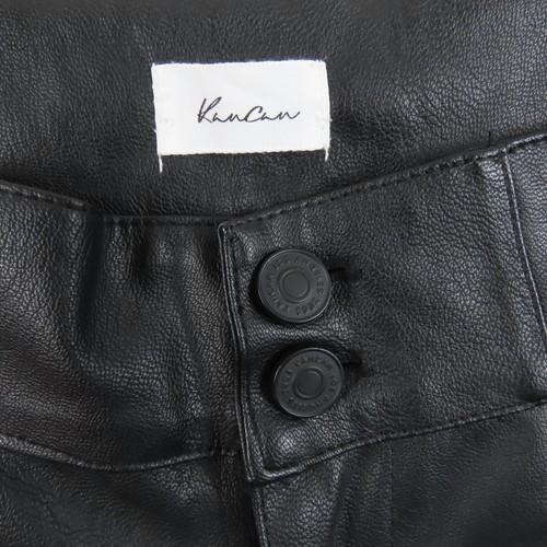 Kancan Womens Pants Size 26 Black Pleather Mid Rise Casual - Picture 2 of 10