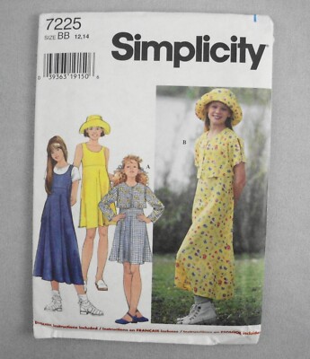 Simplicity 7225 Girls Jacket Pullover Dress Jumper Upbrim Hat size 12-14