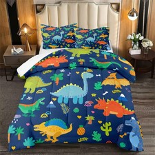 Cute Blue Dinosaur Comforter Set for Kids Teens - Queen Size, Soft Breathable...