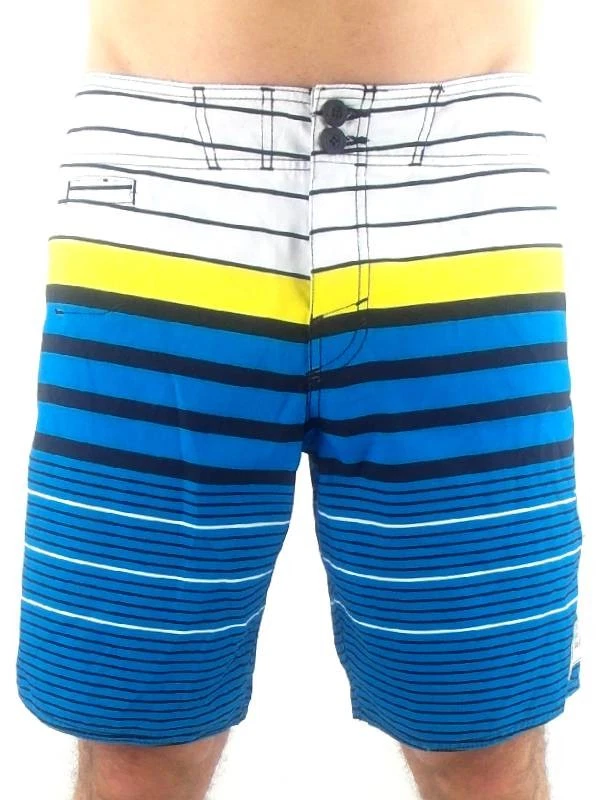 O'Neill Boardshort À Rayures Rétro Blanche Bleu Boutons Lacets W32 - Photo 1/3