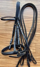 Beautiful Weymouth Double Bridle Brass With Pearl Browband Horse Size