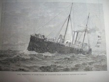 1890 HMS BARRACOUTA Navy cruiser sinks off Margate : magazine article iln