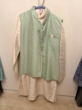 Men's 3-Piece Kurta Pajama Set 40 Slim  Mint Green  Like New