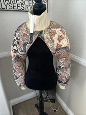 NWT House Of Harlow 1960 Quilted Cable Knit Boho Cardigan Shrug Beige One Size