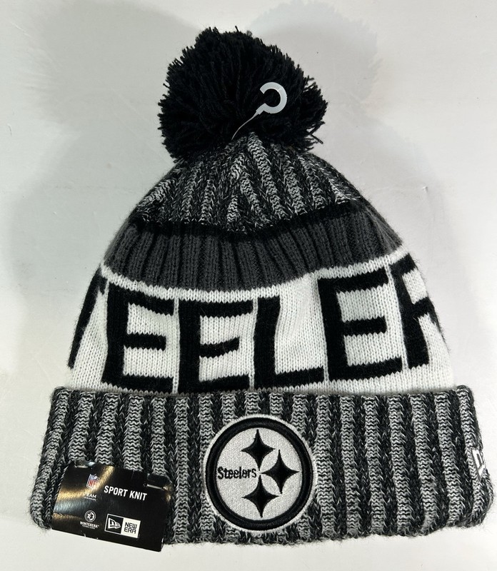 PITTSBURGH STEELERS POM BEANIE LINED NEW ERA NFL KNIT CAP NEW W/TAGS SUPER BOWL