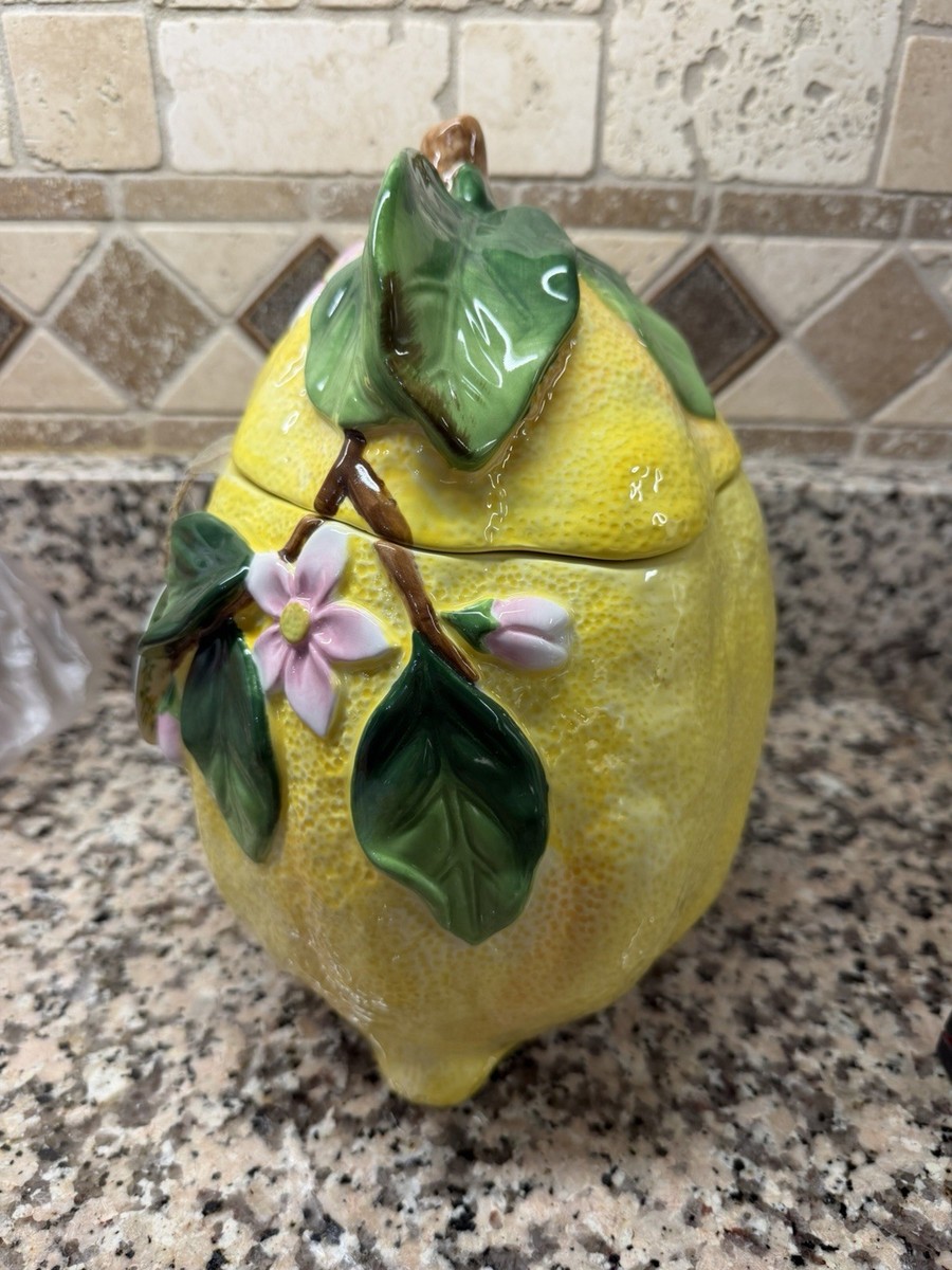置物 Ruby Corner Ruby 9” Lemon Collection Shaped Ceramics Cookie Jar with