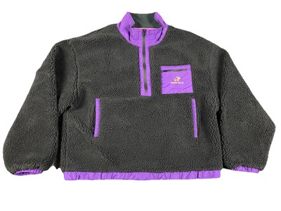 Ivory Ella Sweater Women s Sz XLarge Sherpa 1/4 Zip Pullover Black Purple