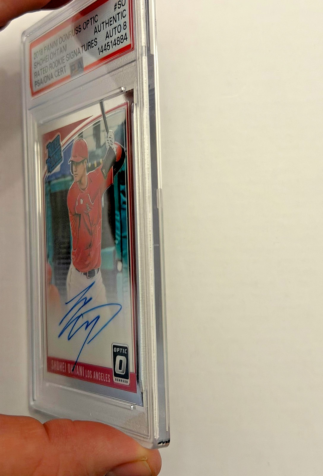 2018 Donruss Optic Shohei Ohtani Rated Rookie Auto PSA/DNA Auto 8 RC view 8