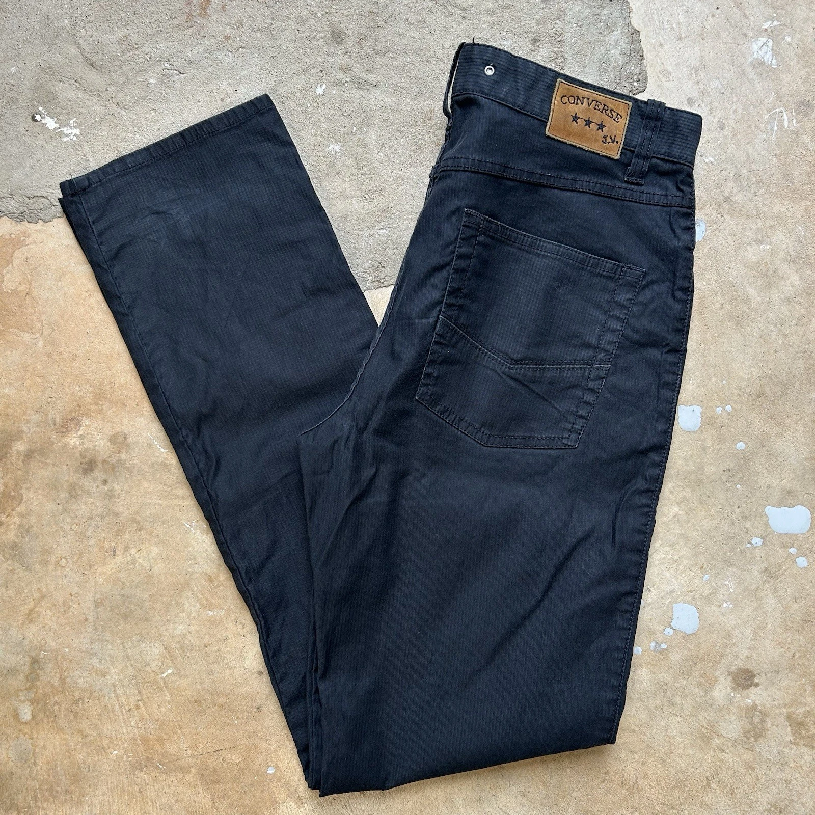 Converse JV John Varvatos USA Chuckin pantaloni neri slim bottoni mosca uomo 32x32