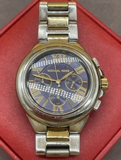 Womens Michael Kors Camille Two Tone Stainless Steel Watch Blue Dial MK 5758