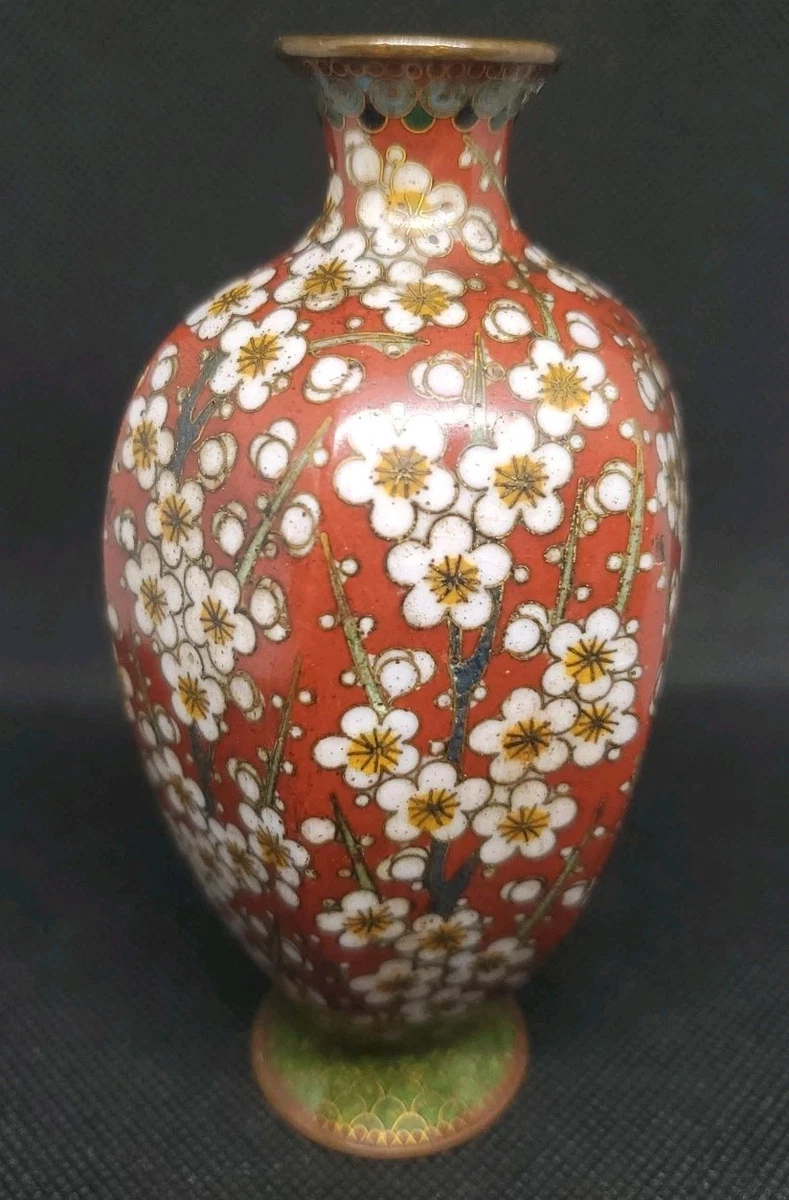 红色日本古董花瓶| eBay