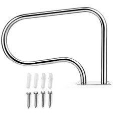 Swimming Pool Hand Rail Stainless Steel Ladder Handrail Stair Rail w/ Base Plate