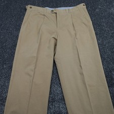 John Lewis Chinos Trousers Pleated Beige Size W38 L31 Men's