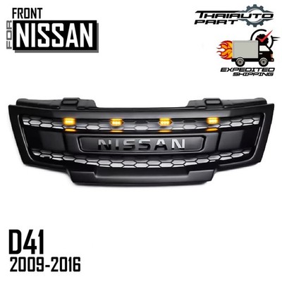 Grille Front Matte Black Amber LED Black Logo For Nissan Frontier Facelift 09-14