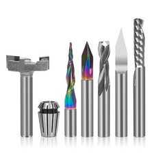 LUNYEE 1/4" Shank CNC Router Bits Kit with ER11 Collet for Woodworking Carving