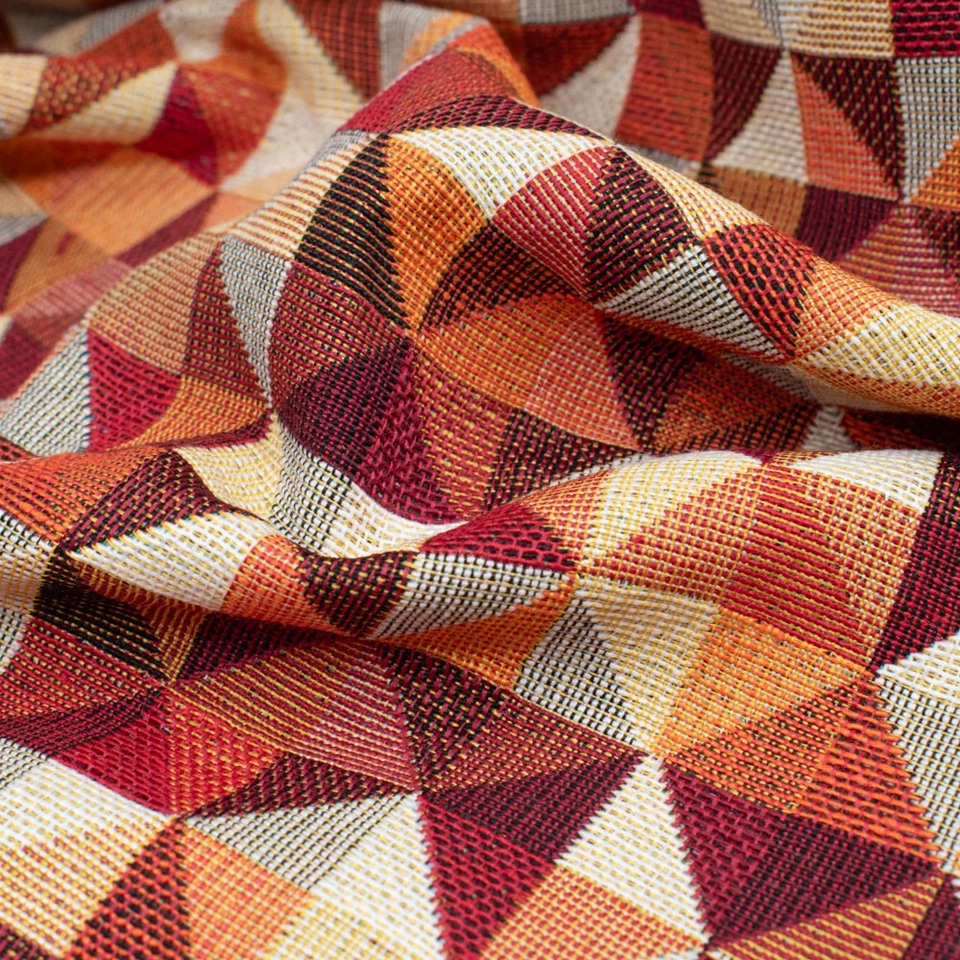 Gobelin kleine Dreiecke im Quadrat rot Dekostoff Meterware (Preis=0,5m) - Bild 3 von 4