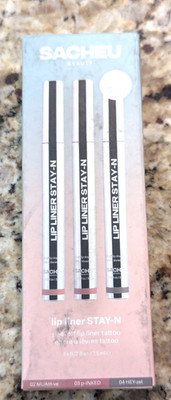 Sacheau Beauty 3 pcs Lip Liner Stay-N Peel-Off (Muah-ve, P-Inked, Hey-Zel)