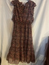 STEVE MADDEN BB DAKOTA SLEEVELESS PRINTED CHIFFON MID DRESS XL DITSY FLORAL
