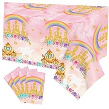 4 Pieces Princess Birthday Party Tablecloths Decorations, for Girl Princess